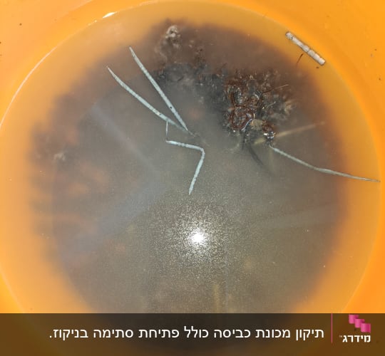 חוטי חשמל בתוך דלי עם מים